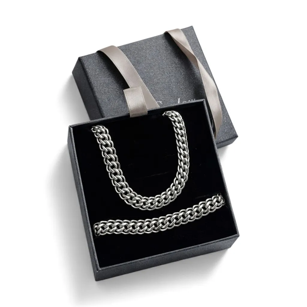 Срібний чоловічий набір Пітон та Сумочка під набір