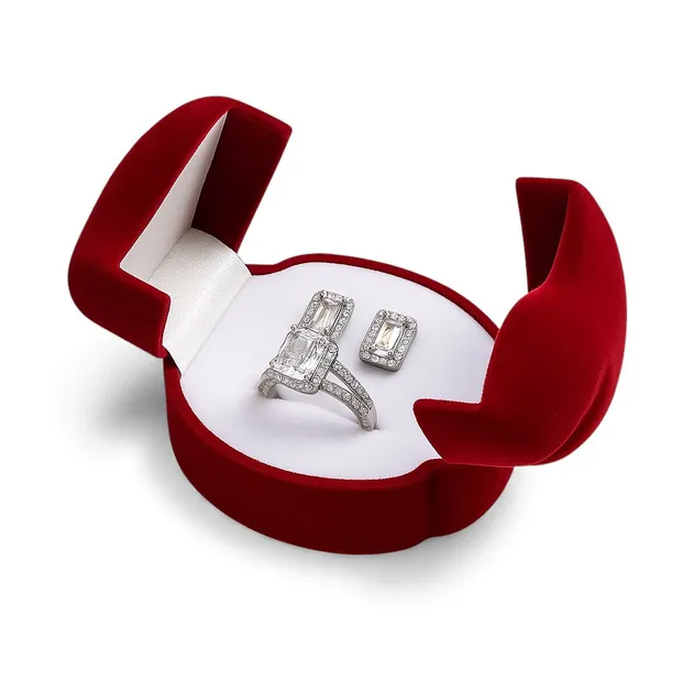 Срібний набір Грація та футляр Інь-Янь червоний