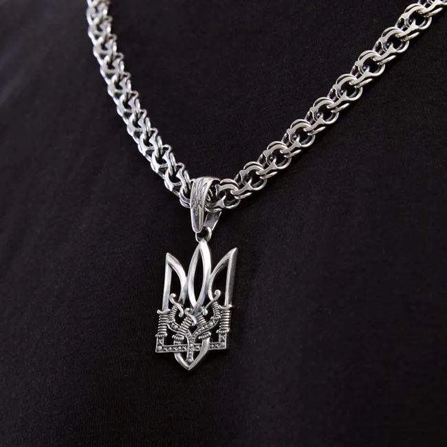 Срібна підвіска Тризуб, ланцюжок Класичний бісмарк та Коробка під набір "Happy everyday"  зображення 3