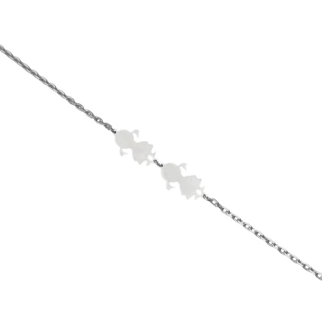 Срібний браслет для гравіювання з підвіскою Дві донечки 