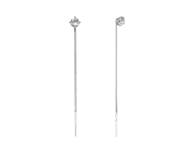 Срібні сережки протяжки з фіанітом