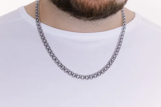 Срібний чоловічий ланцюжок Подвійний Якір та Коробка під набір квадратна  зображення 2