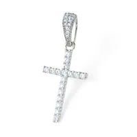 Срібний декоративний хрестик всипаний цирконієм Прямий 
