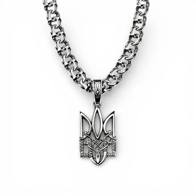 Срібний чоловічий набір Тризуб та Класичний бісмарк 