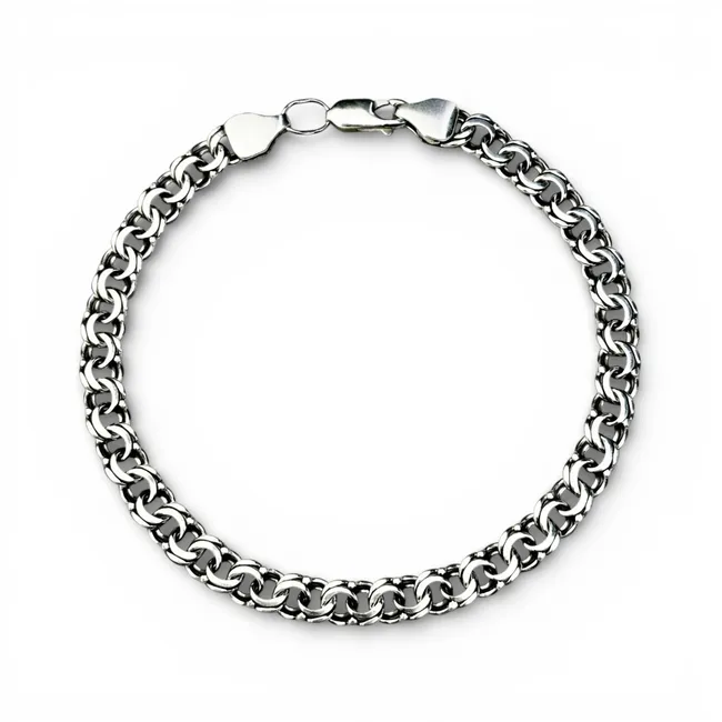 Срібний браслет Плоский Бісмарк  