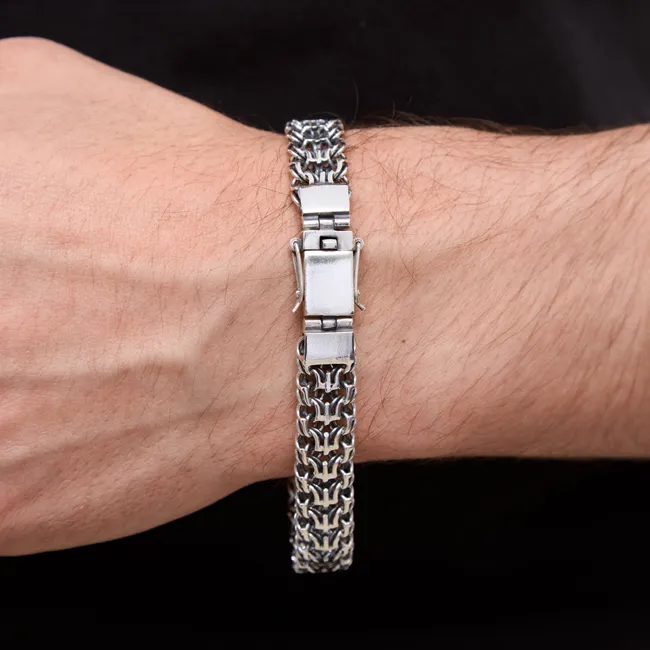 Срібний браслет Тризуб з коробкою  зображення 4