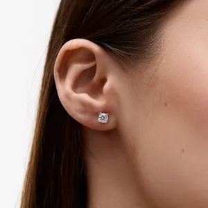 Серебряные серьги пусеты с фианитами 5мм  зображення 4