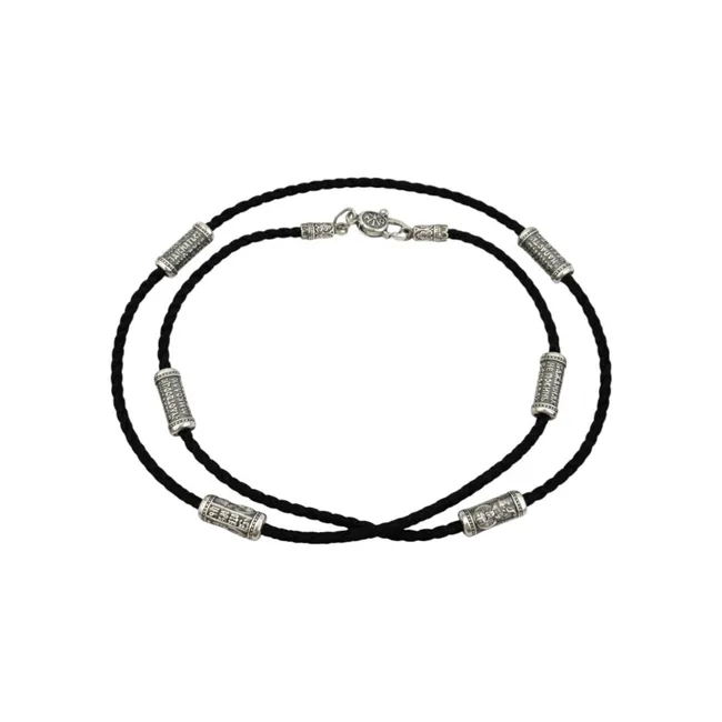 Шовковий шнурок з срібними вставками Миколай Чудотворець 