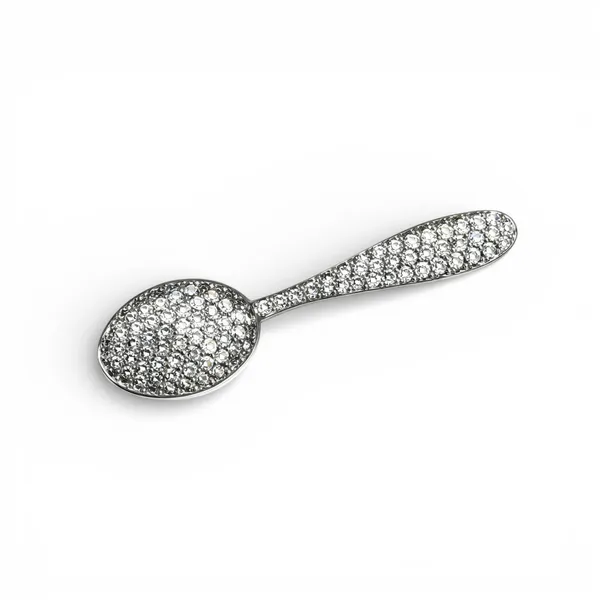 Срібний талісман Ложка Загребушка всипана цирконієм