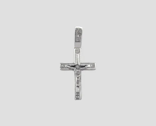 Срібний хрестик з розп'яттям Віра 3142 ч