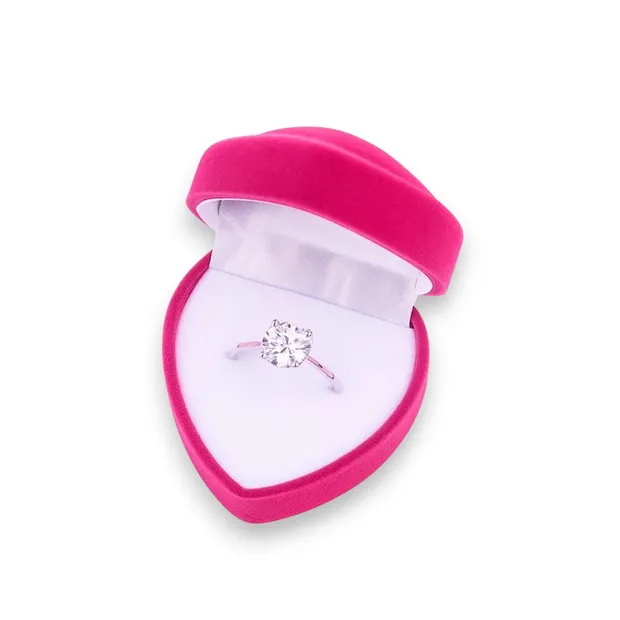 Каблучка з великим фіанітом та рожевий футляр
