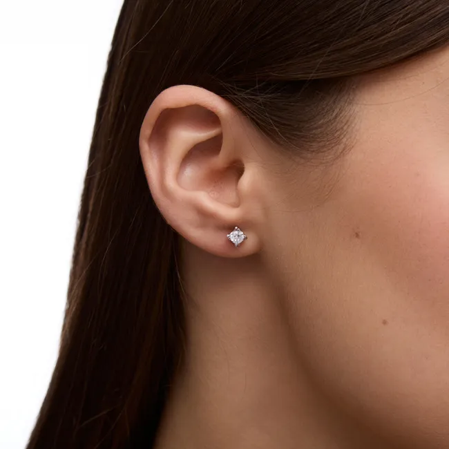 Серебряные серьги пусеты Квадратные Фианиты без основания   зображення 11