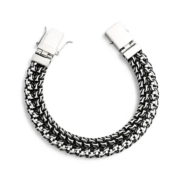 Срібний браслет Тризуб з великою коробкою