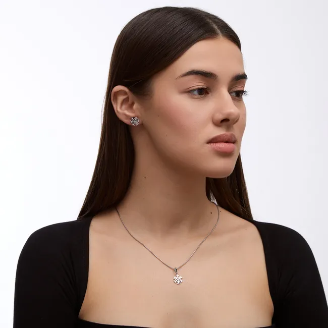 Срібний набір Сніжинки  зображення 2