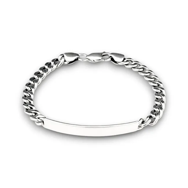 Срібний браслет панцирний з пластиною 