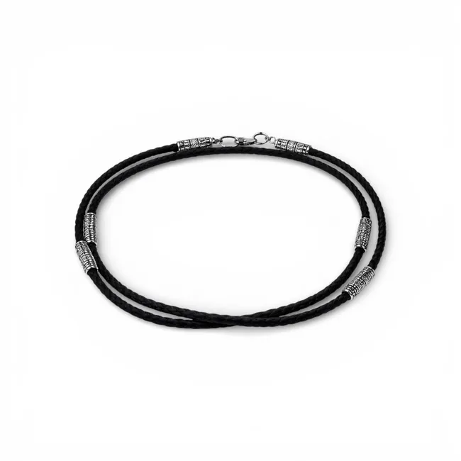 Silk cord with silver inserts thin 