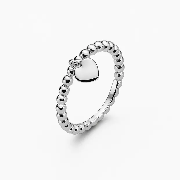 Silver ring with pendant Heart