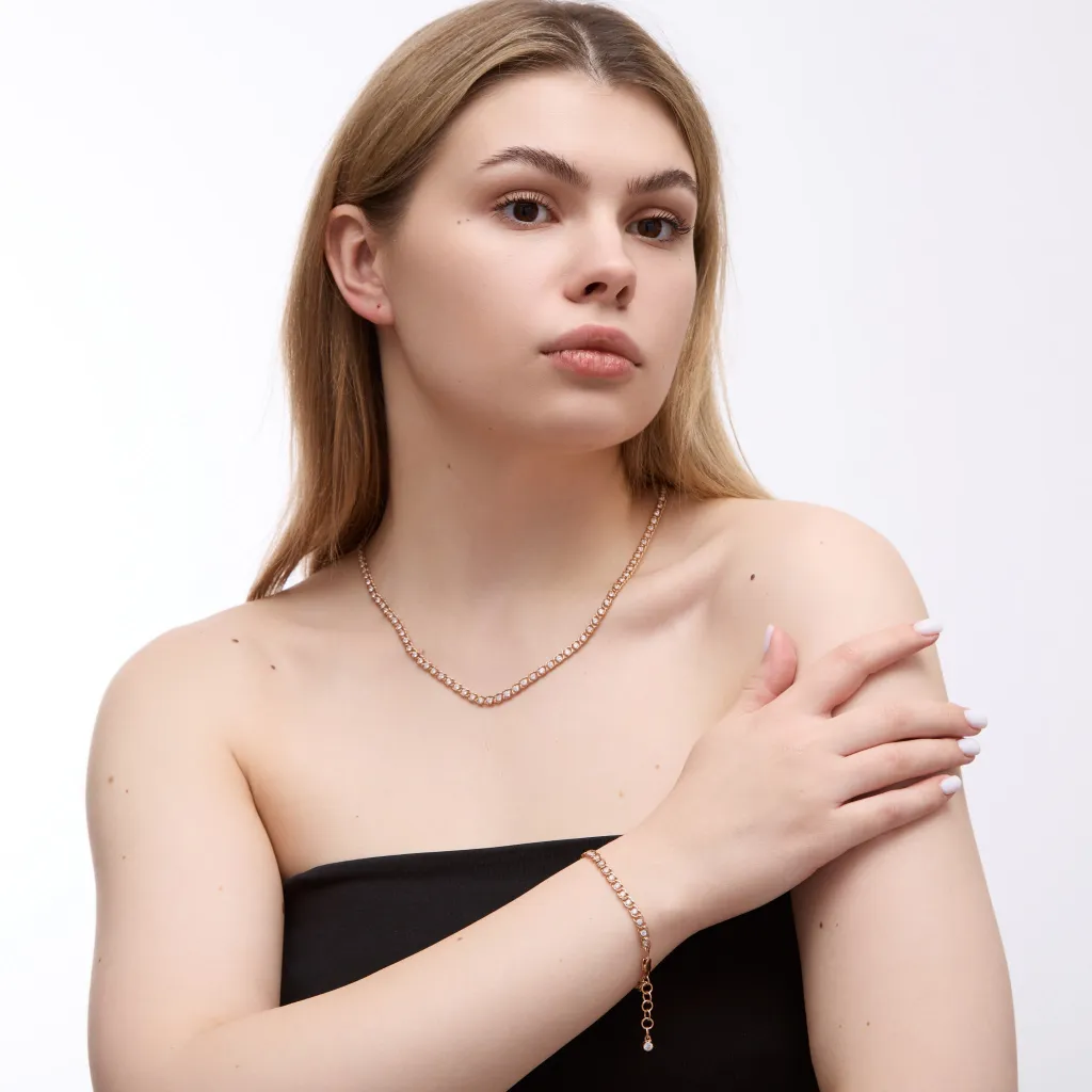 Срібний набір Арабський Бісмарк в позолоті з фіанітами