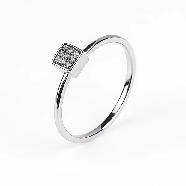 Серебряное кольцо Куб 