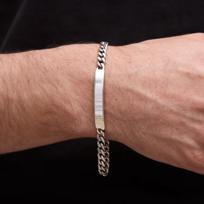 Срібний браслет панцирний з пластиною  зображення 2