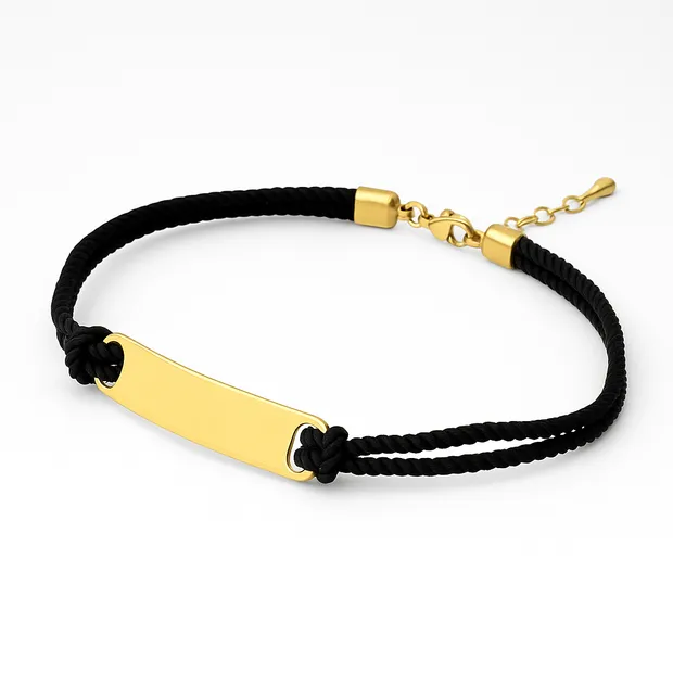 Шовковий браслет зі срібною пластиною в позолоті