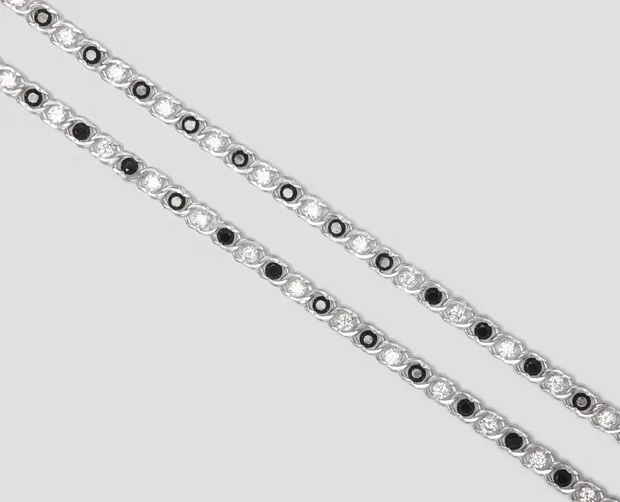 Срібне кольє Арабський Бісмарк з чорно-білими фіанітами   ц.6003мчб
