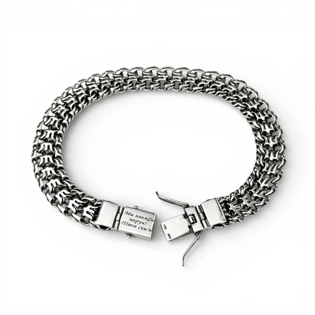 Срібний браслет Тризуб з коробкою