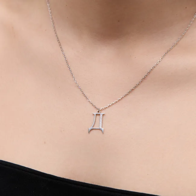 Срібне кольє буква Д  зображення 4