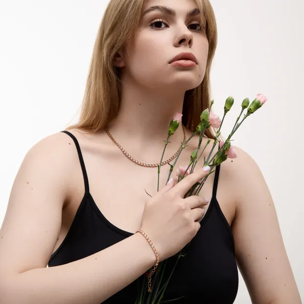 Срібний набір Арабський Бісмарк в позолоті з фіанітами