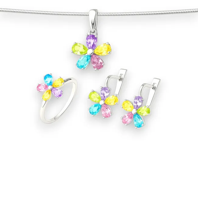 Срібний набір Квітка 