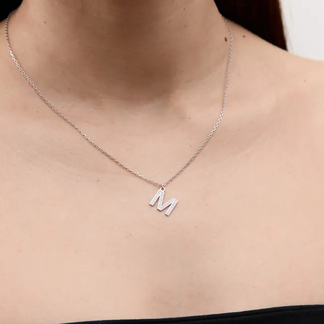 Срібне кольє буква М  зображення 4