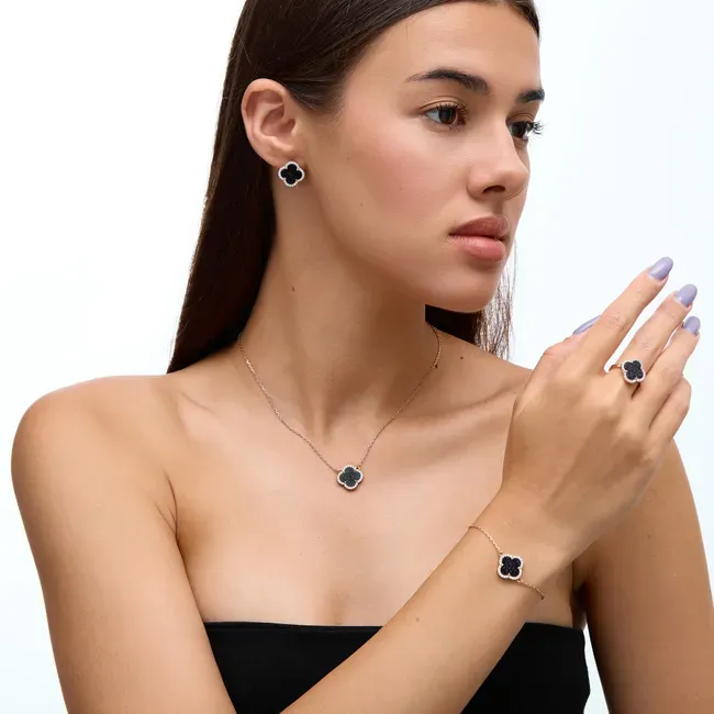 Подарунок для коханої срібний набір Зоряна Конюшинка  зображення 2