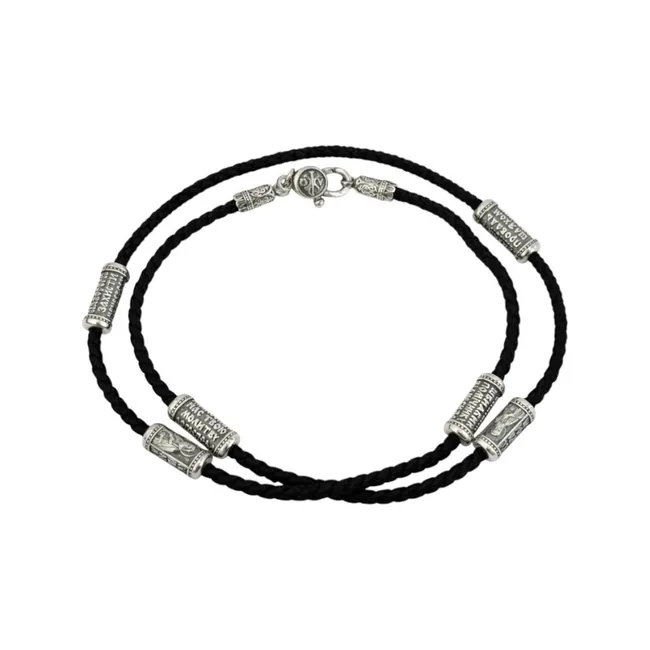 Шовковий шнурок з срібними вставками Серафім 