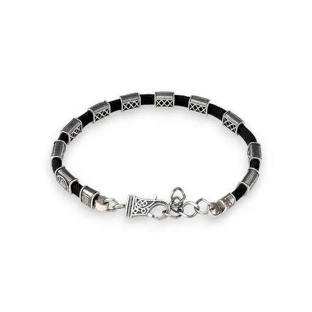Срібний браслет зі вставками Вікінг