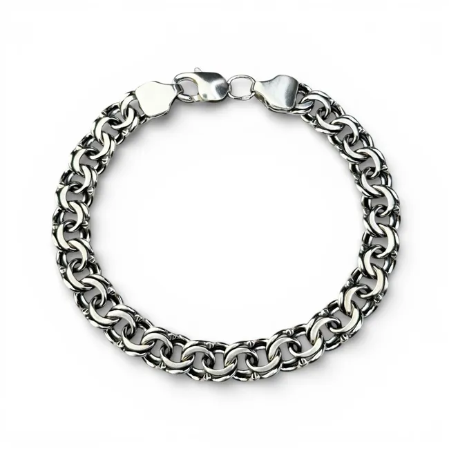Срібний браслет Плоский Бісмарк  