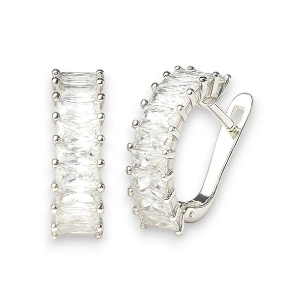 Срібні сережки Пристрасть з прозорими фіанітами