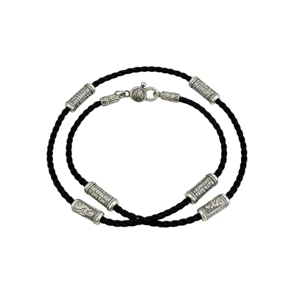 Шовковий шнурок з срібними вставками Божа Мати