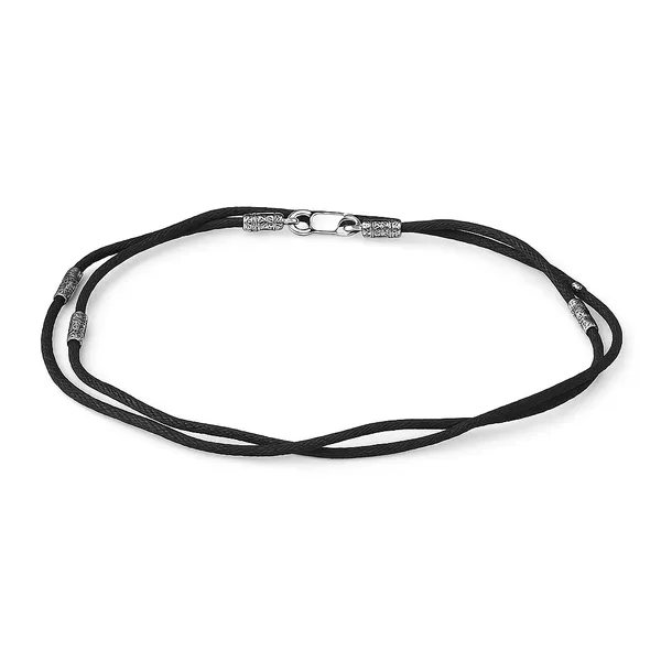 Срібний шнурок шовковий зі вставками тонкий 