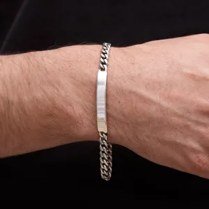 Срібний браслет панцирний з пластиною  зображення 2