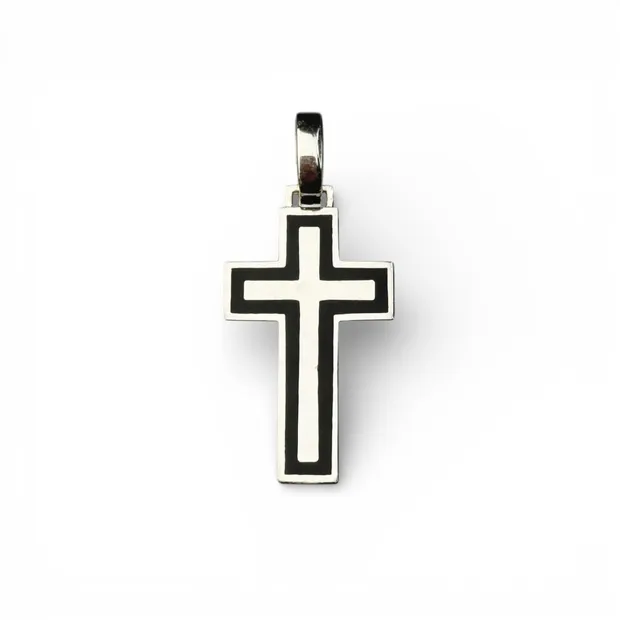 Срібний хрестик зі ставкою емаль Молитва 
