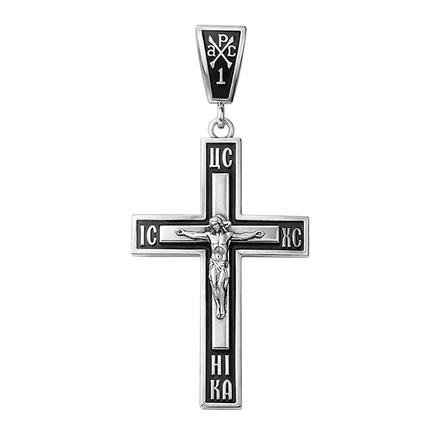 Срібний хрестик з Чорною Емаллю 