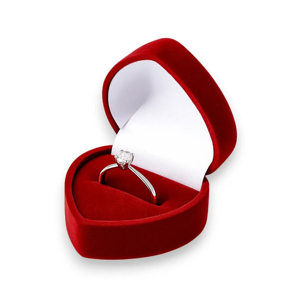 Burgundy case heart and ring with fianite