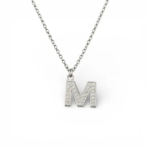 Срібне кольє буква М