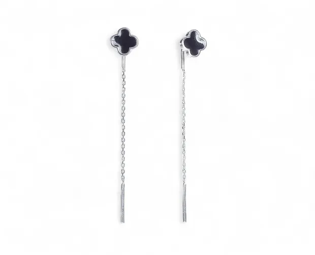 Silver earrings broaches Clover