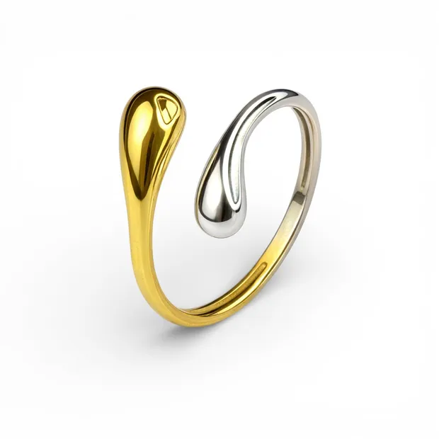 Silver Ring Two Poles