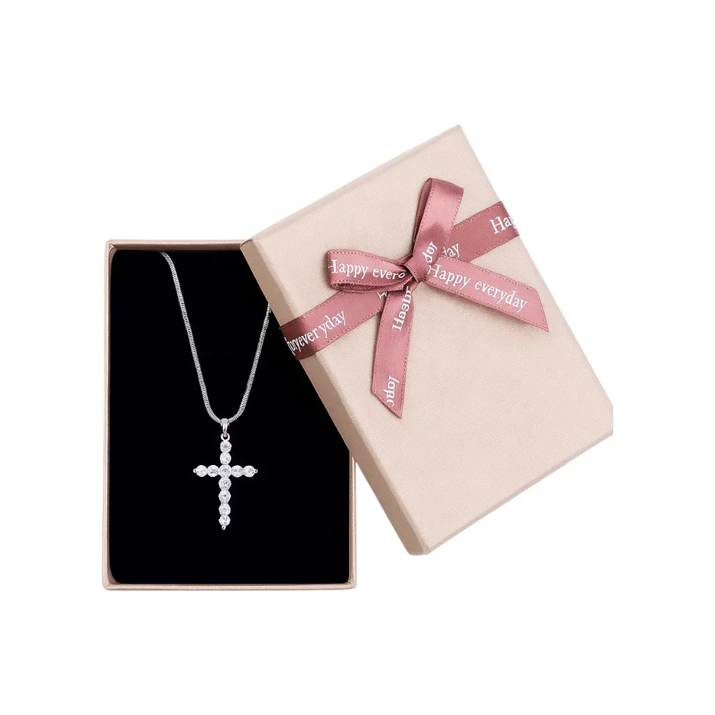 Срібний хрестик з фіанітами та подарункове пакування