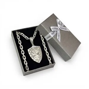 Срібна підвіска Щит Георгій Змієборець, ланцюжок Якір та Коробка під набір "Happy everyday" 