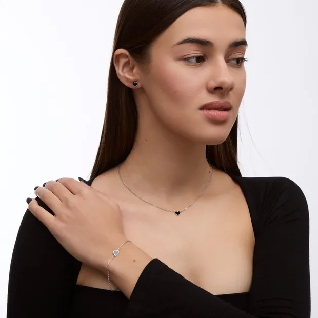 Срібний набір з чорною емаллю