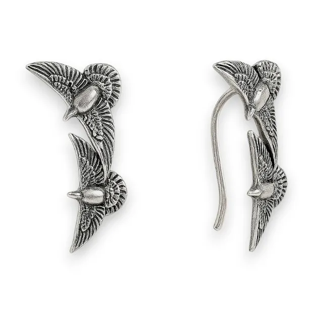 Срібні сережки-клаймбери  Голуби 