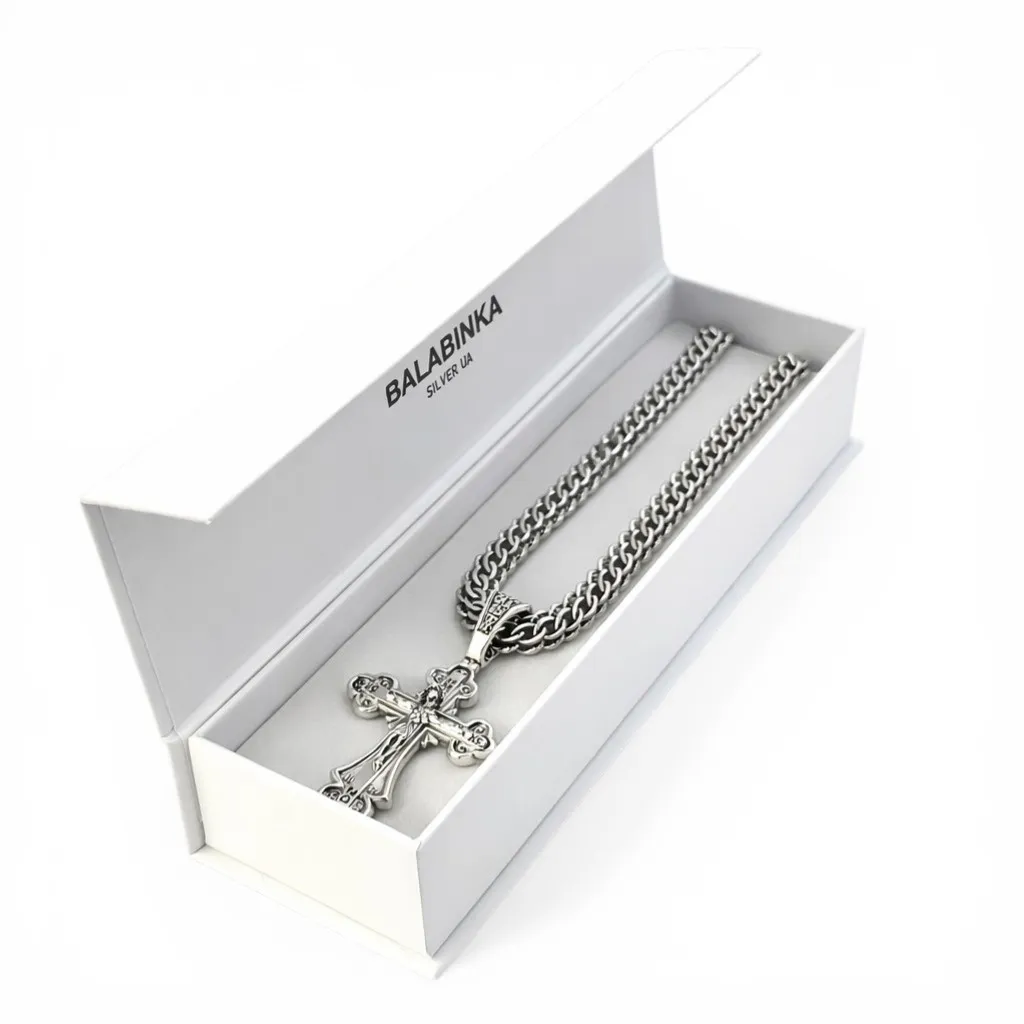 Срібний чоловічий набір Сильний та Футляр для прикрас "Балабінка"